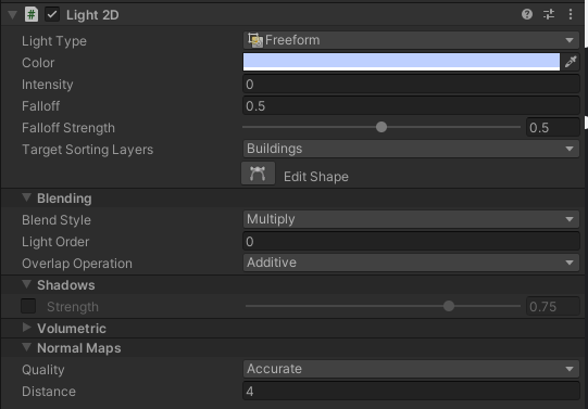 A screenshot of the light 2D component in unity. It shows a section in charge of using normal maps