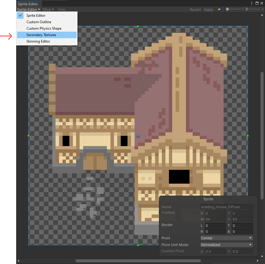 A screenshot of unity's inspector while selection a sprite. It shows the button opening the sprite editor.