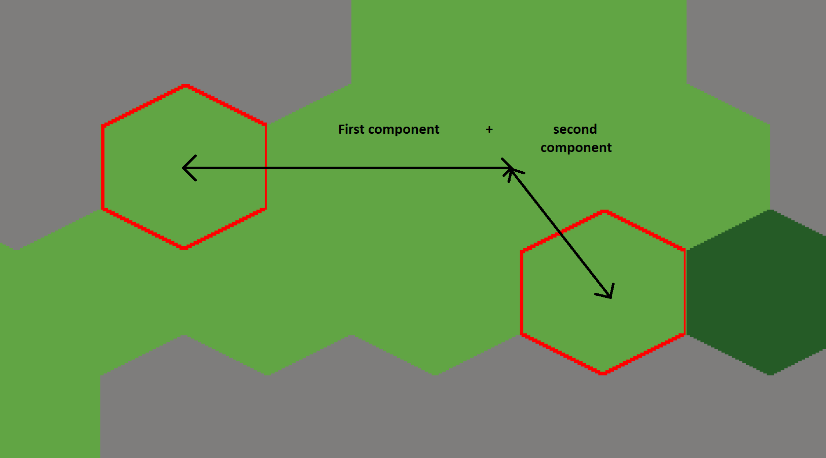 A screenshot of my game showing two highlighted tiles and the Manhattan distance between the two