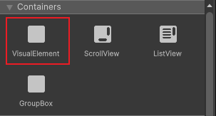 A view containers list in the editor window. You can drag elements from here.